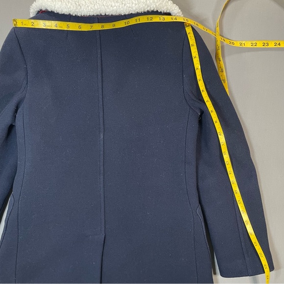 J. Crew Italian Stadium Cloth Faux Fur Collar Pea Coat; Wool Blend - Womens 2 - Picture 13 of 16